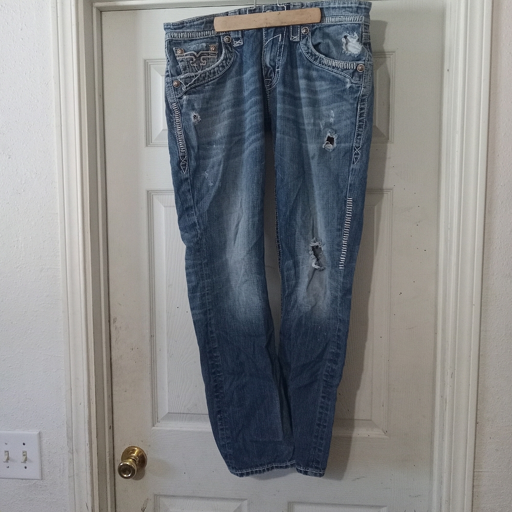 mens rock revival jeans steven straight distressed